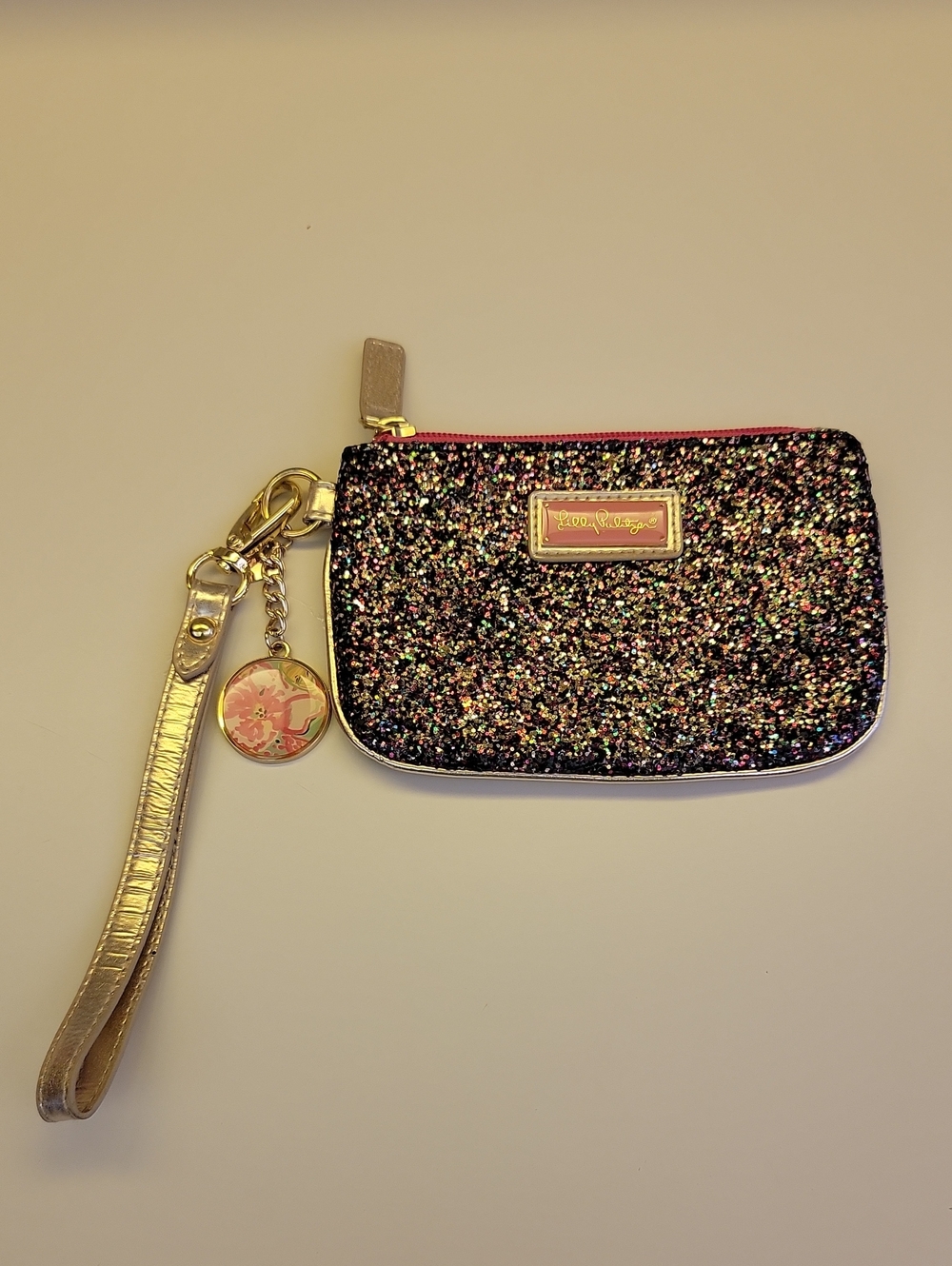 LILLY PULITZER GLITTER MULTI-COLOR WRISTLET COIN POUCH